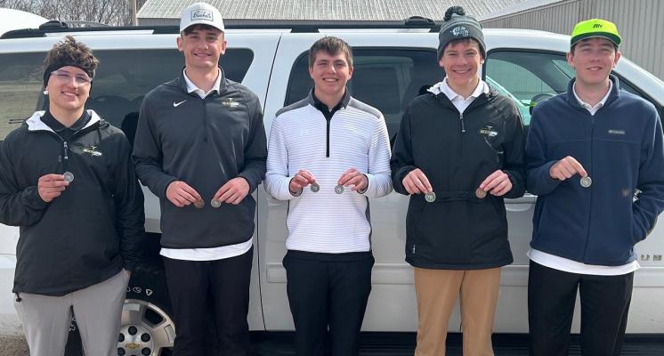 It was a great day on the course for the Central City High School golf team when they competed in the Wood River Invitational last week. The team secured second place with Carter Simonsen (122), Ayden Zikmund (78, 4th), Brock Olivo (76, 2nd), Karter Negus (80, 8th) and Carson Lindner (91) taking the course for the team. (Courtesy Photo)